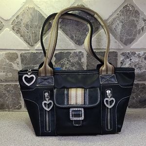 KATHY VAN ZEELAND Black/Beige Purse